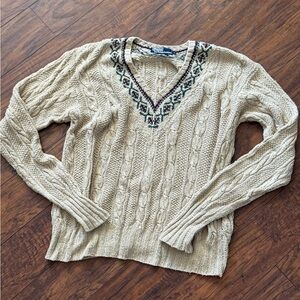 Vintage POLO by Ralph Lauren HAND KNIT V-neck 100% SILK Sweater | L
